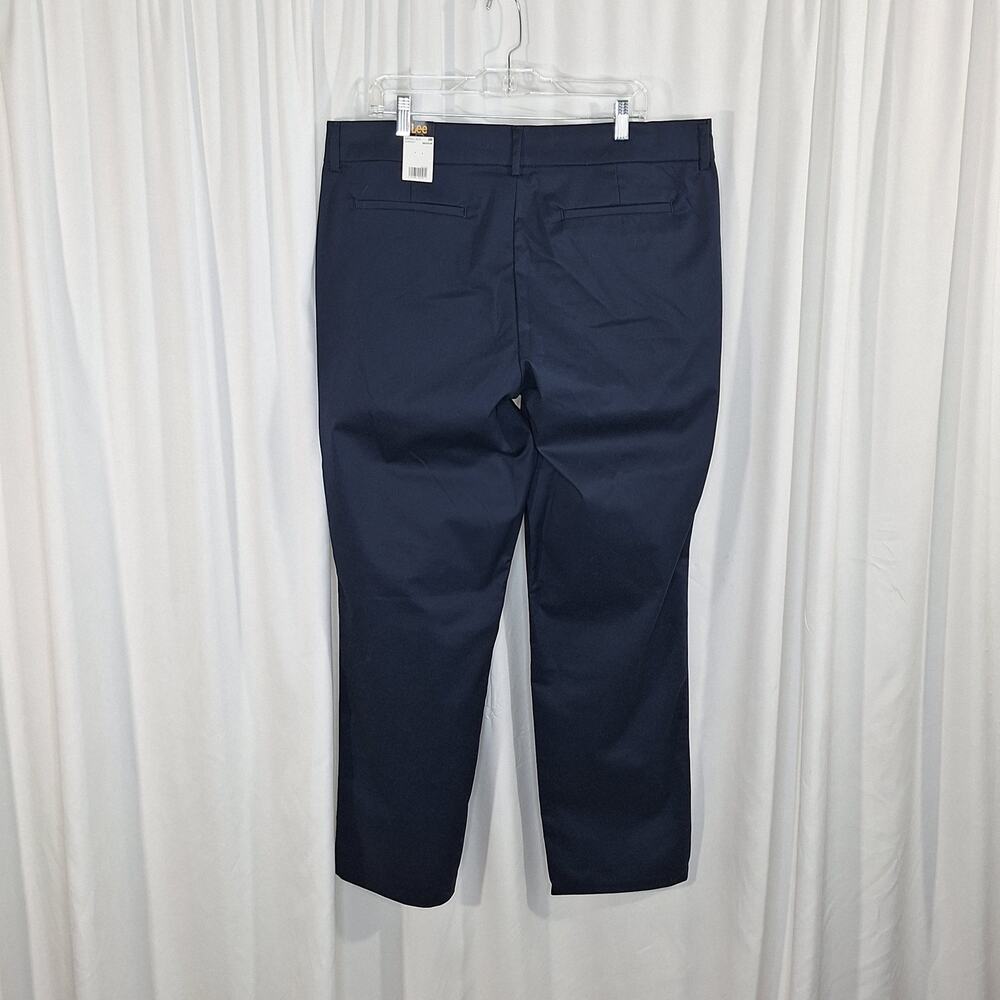Lee Navy Blue Slacks Pants 18W Women's Straight Leg Mid Rise Stretch Work NWT - Picture 2 of 11